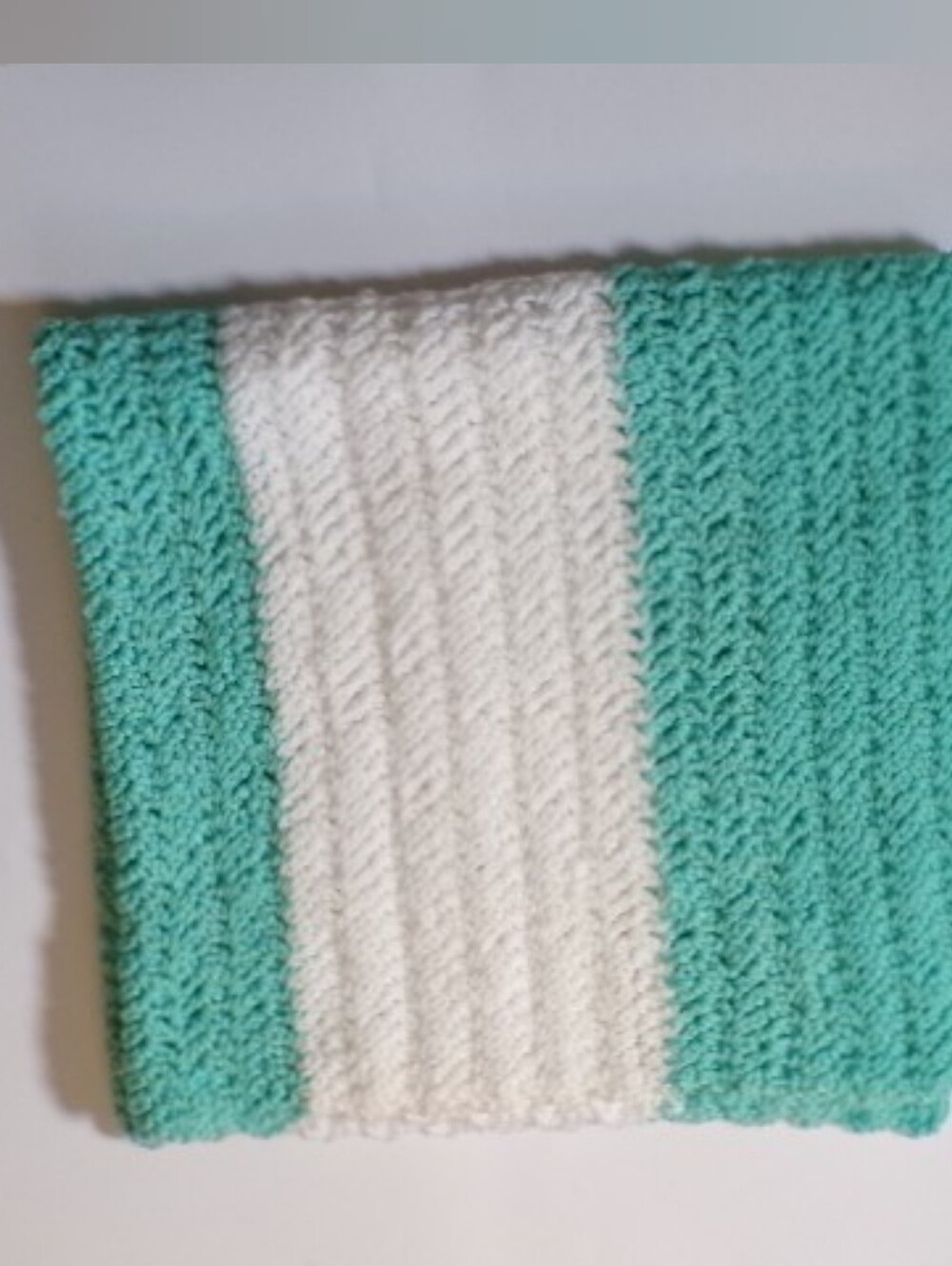 Handmade Baby Receving Blanket Green White Stripe